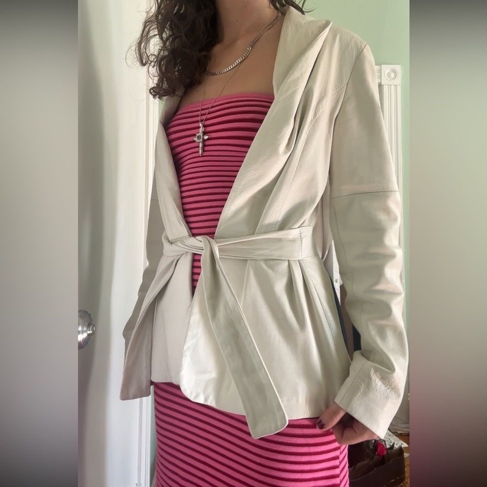 White italian leather Jacket